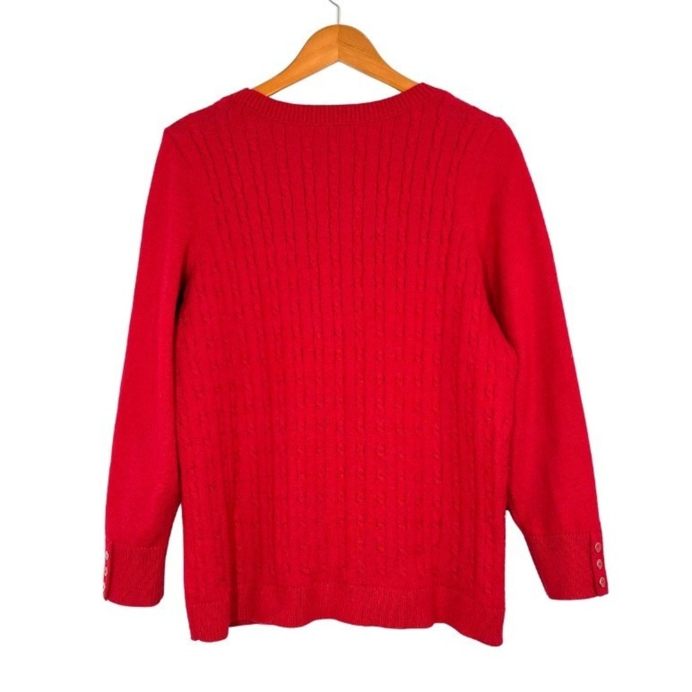 Talbots Cable Knit Red Sweater 2XP Plus Petite Cotton Blend Classic Crewneck Top - Picture 5 of 9